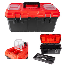 Image of a Tork Craft Heavy Duty Plastic Tool Box With Organizer Red/black 550mm