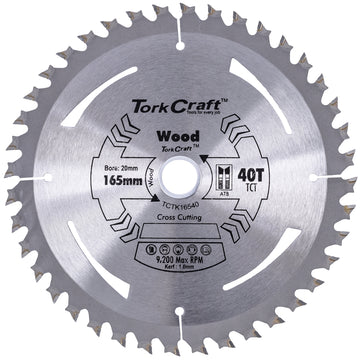 Image of a Tork Craft TCT Saw Blade 165mm X 1.6mm X 20mm X 40t Wood Thin Kerf