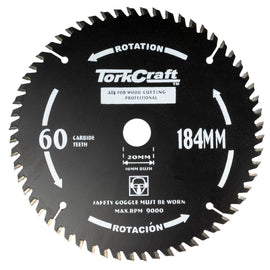 Image of a Tork Craft Saw Blade Thin Kerf 184 X 60t 20/16 TCT