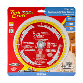 Image of a Tork Craft TCT Saw Blade 216mm X 2.0mm X 30mm X 60t Wood Thin Kerf