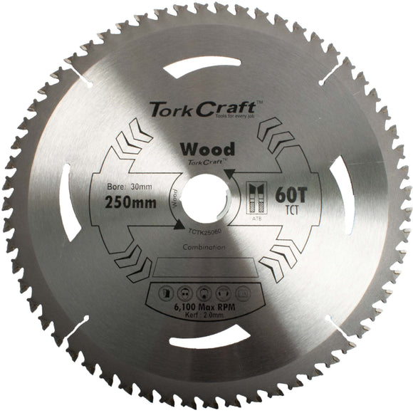 Image of a Tork Craft Saw Blade Thin Kerf 250 X 60t 30-16 TCT