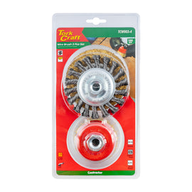 Image of a Tork Craft Wire Brush Set 3pce 100mm Twist Knot Wheel