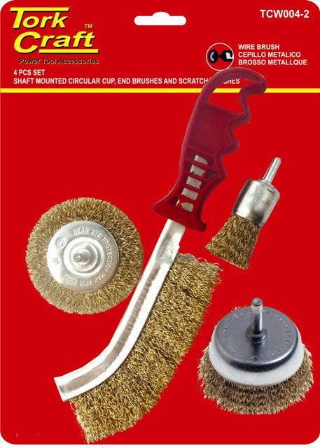 Image of a Tork Craft Wire Brush Set 4pce With Hand Brush