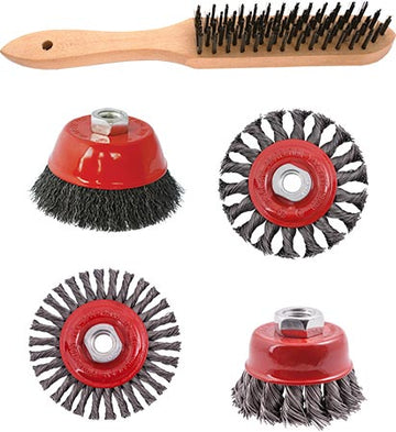 Image of a Tork Craft Wire Brush Angle Grinder Kit M14 Crimped & Knotted Set 5pce Hand Brush