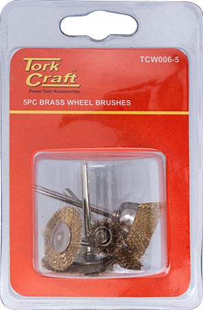 Image of a Tork Craft Wire Brushes Mini 5pc Brass 3.2mm Shaft Assorted Shapes