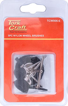 Image of a Tork Craft Wire Brushes Mini 5pc Nylon 3.2mm Shaft Assorted Shapes