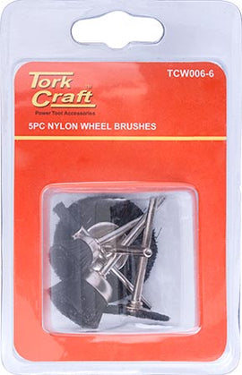 Image of a Tork Craft Wire Brushes Mini 5pc Nylon 3.2mm Shaft Assorted Shapes