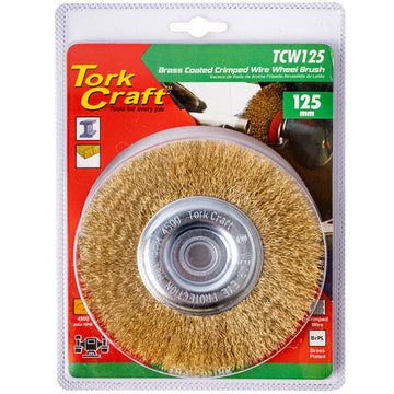 Image of a Tork Craft Wire Wheel Brush 125mm X 14mm X 16mm Arbor With 1/2' Bush