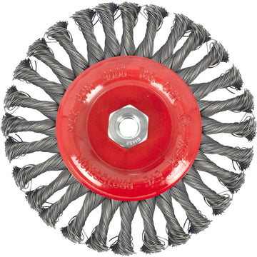 Image of a Tork Craft Wire Wheel Brush Single Section Twisted Plain 175mmxm14 Blister