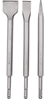 Image of a Tork Craft SDS Plus Chisel Set 3pce Pointed 14mm Flat 20mm Flat 40mm Tork Craft