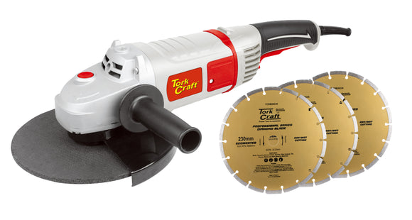 Image of a Tork Craft Angle Grinder  TCAG0230 + Diamond Blade Seg TCdb20230-3p