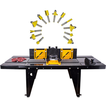 Image of a Tork Craft Router Table RT001 with 12pc 1/4 Shank Router Bit Set DY012B