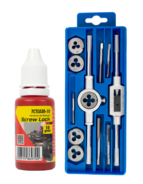 Image of a Tork Craft 12pc Tap & Die Set Nr Set 12 with Screw Lock Low Strength TCTl030-10