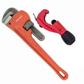 Image of a Tork Craft Pipe & Tube Cutter 6-35mm TCPC635 + Pipe Wrench 300mm TC602300