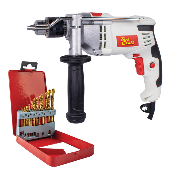 Image of a Tork Craft Impact Drill TCID0850 + NR02013 Tin Drill Set