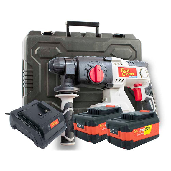 Image of a Tork Craft Rot.hammer SDS 20v TC20190 + Std. Charger. & 2 X 4.0Ah Batteries