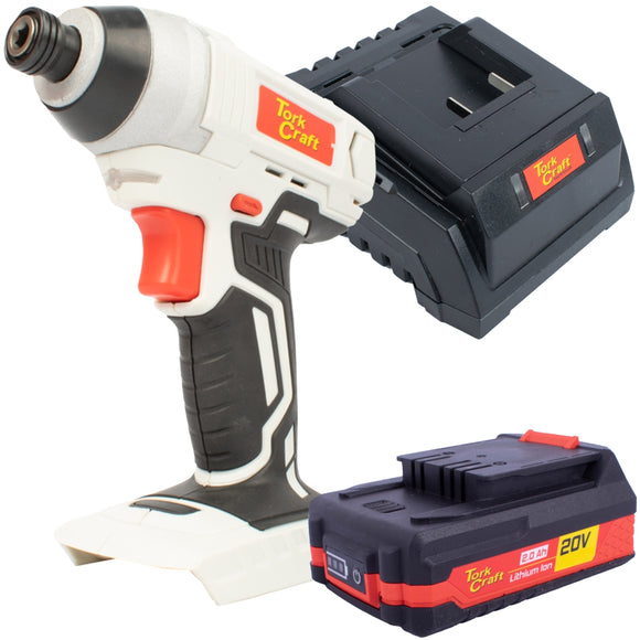 Image of a Tork Craft Impact Driver 20v TC20090 + Std. Charger & 2.0Ah Battery