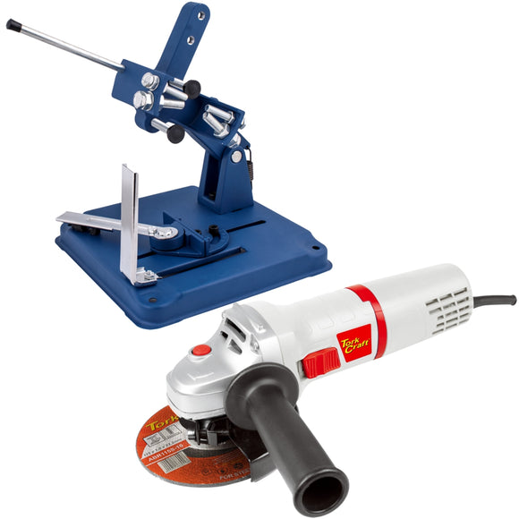 Image of a Tork Craft Angle Grinder 115mm  TCAG0115 + Grinder Stand TC4300