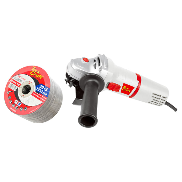 Image of a Tork Craft Angle Grinder 115mm  TCAG0115 + Combo 162 50+5 115mm Cutting Disc