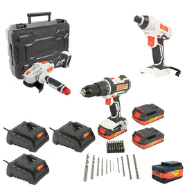 Image of a Tork Craft 115 Angle Grinder Wth Impact Driver/Impact Drill / Battery And Std Charger