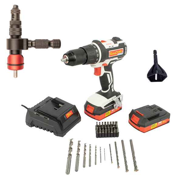 Image of a Tork Craft Impact Drill Battery And Standard Charger With Chamfer Tool 6mm-20mm