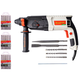 Image of a Tork Craft Rotary Hammer 800w SDS TCRH0800 + 5pc SDS Drill Bit Set X 3 Nr07305