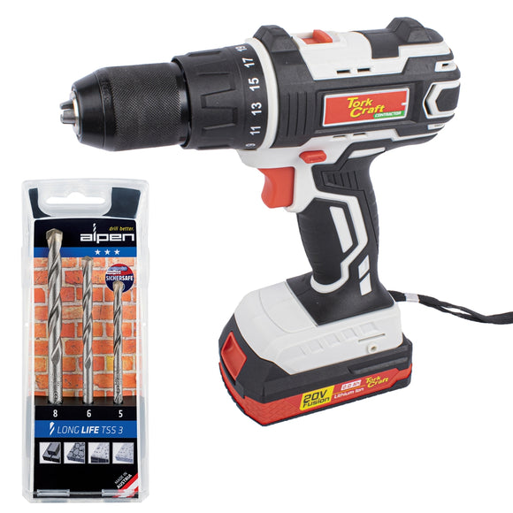 Image of a Tork Craft Impact Driver TC20030 With Masonry Drill Set Alpen TSS3