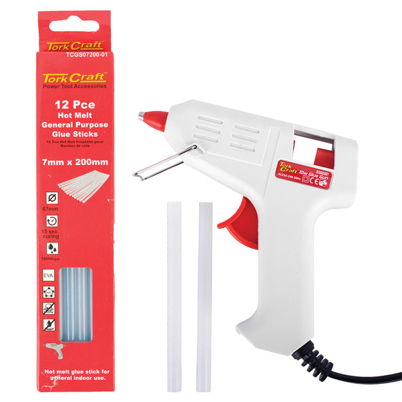 Image of a Tork Craft Glue Gun TCGG05001 With 12Pce Glue Sticks TCGS07200-01 