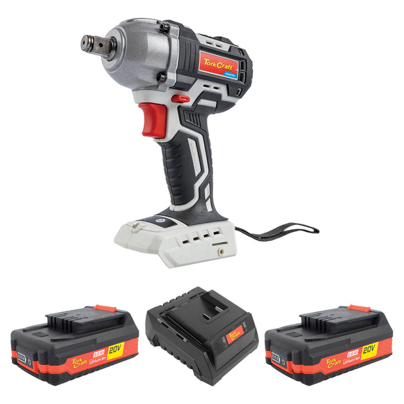 Image of a Tork Craft Impact Wrench 450nm 20v LW450 + Std. Charger & 2 X 2.0Ah Batteries