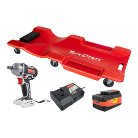 Image of a Tork Craft Impact Wrench 450nm 4.0Ah Battery Smart Charger Plastic Creeper Combo
