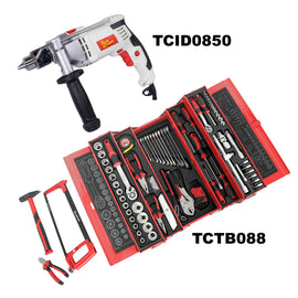 Image of a Tork Craft Impact Drill 850w & Cantilever Tool Box 88pc Combo