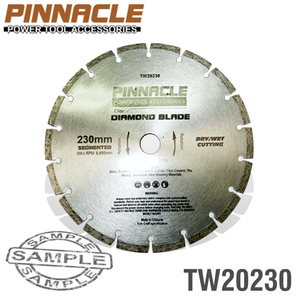 Image of a DIAMOND BLADE SEGMENTED 230MM PINNACLE BRAND