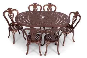 Anray 6 Seater Victoria with 150cm x 96cm Patio Table Set OVAL - Copper
