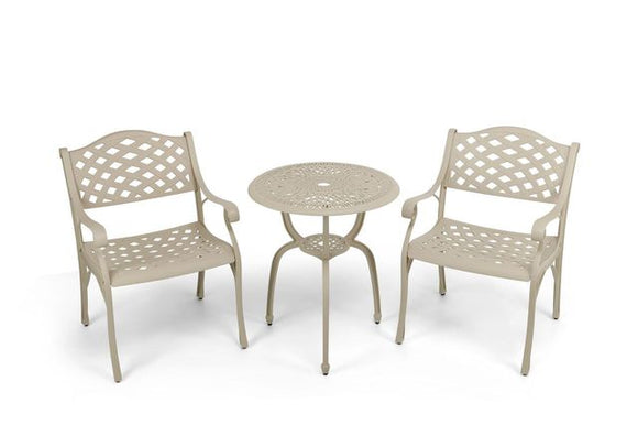 Anray 2 Seater Lattice with 60cm Patio Table Set- Sand Beige