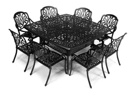 Anray 8 Seater Protea with 164cm x 164cm Patio Table Set SQUARE - Black
