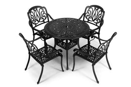 Anray 4 Seater Protea with 90cm Patio Table Set ROUND - Black