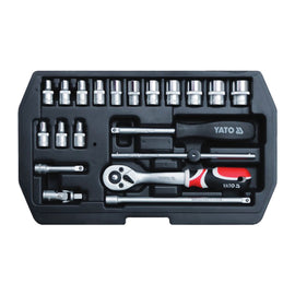 Yato  Socket Set 20Pc 1/4"  72 Teeth Chrome Vanadium