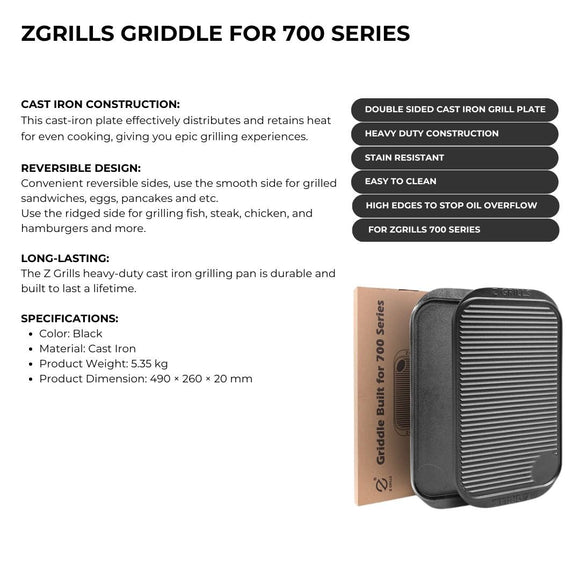 Image of a Z GRILLS Cast Iron Griddle for 700 Series 2
