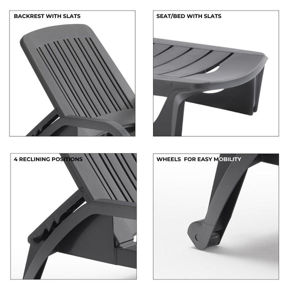 Image of a ECONOFURN Bica Zanzibar Sun/Pool Lounger - Graphite 2