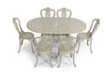 Anray 6 Seater Victoria with 150cm x 96cm Patio Table Set OVAL - Sand