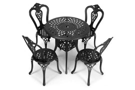 Anray 4 Seater Victoria with 78cm Patio Table Set ROUND - Black