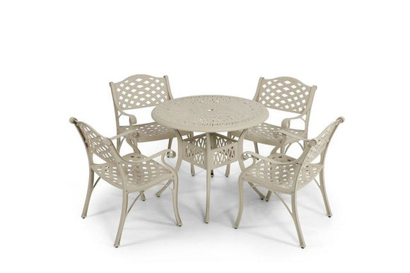 Anray 4 Seater Lattice with 90cm Patio Table Set ROUND - Sand Beige