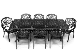 Anray 8 Seater Protea with 240cm x 110cm Patio Table Set RECTANGLE - Black