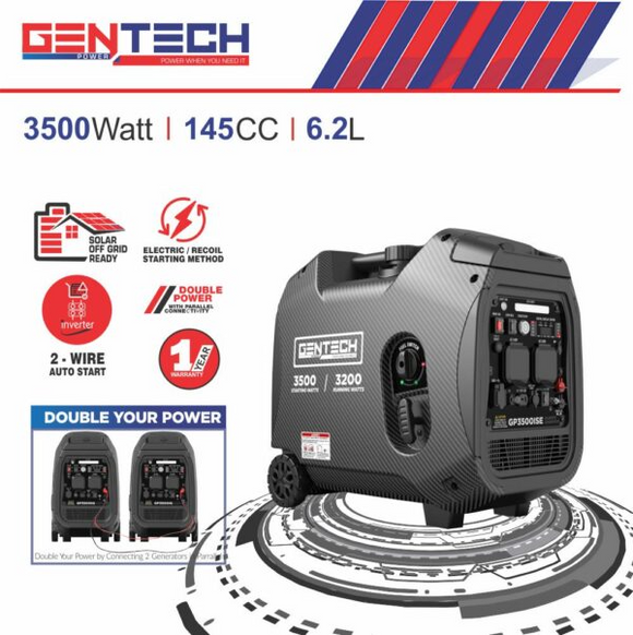 Gentech Power 3500-Watt Pure Sine Wave Inverter Generator GP3500IQ