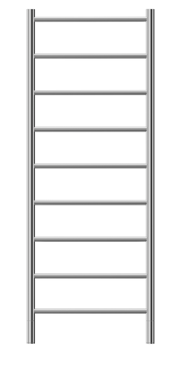 Buy matt-brushed Jeeves Heated Towel Rail Spartan Nine 520 Straight 1365 x 520 x 118