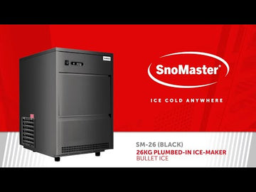 SnoMaster Ice-Maker 26Kg-24Hr Plumbed-In Bullet Type SM-26 BLACK - 0