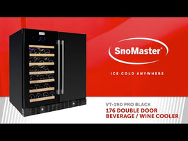 SnoMaster 34 Bottle + 95L Pro Series Double Door Wine & Beverage Cooler Black - 0