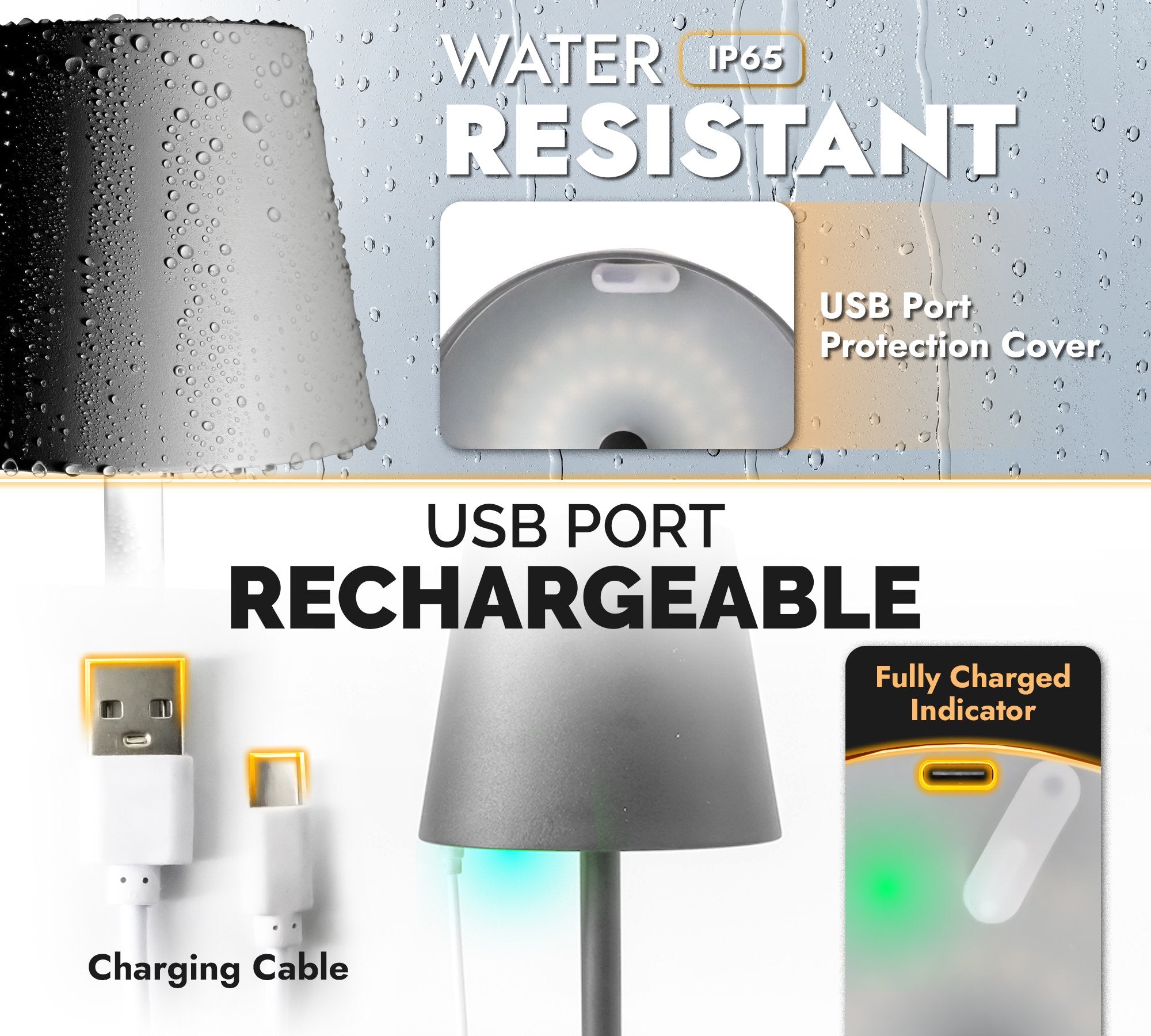 Image of a CASA CALORE Roma Rechargeable LED Table Lamp - Grey 2
