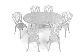 Anray 6 Seater Lisa with 150cm x 96cm Patio Table Set OVAL - White