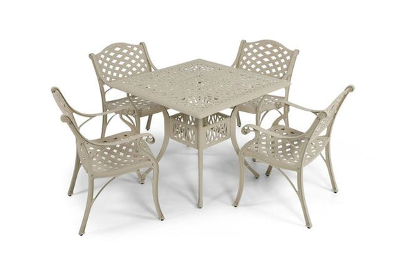 Anray 4 Seater Lattice with 90cm Patio Table Set SQUARE - Sand Beige